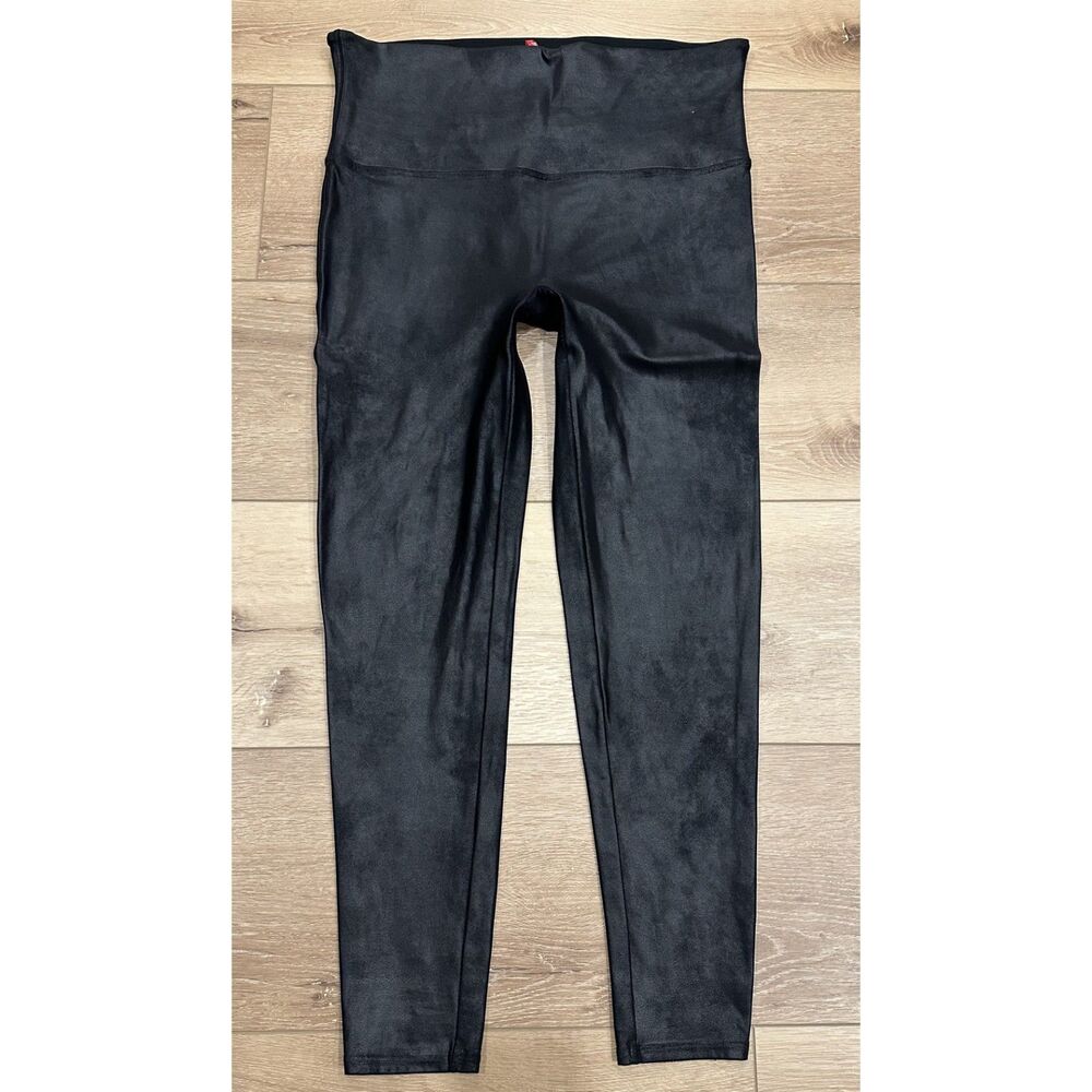 Spanx Women's Leather Look Leggings Black Size 3X GUC!